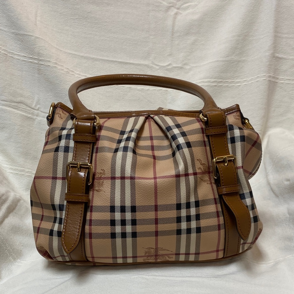 Burberry Brown and Tan Checkered Satchel